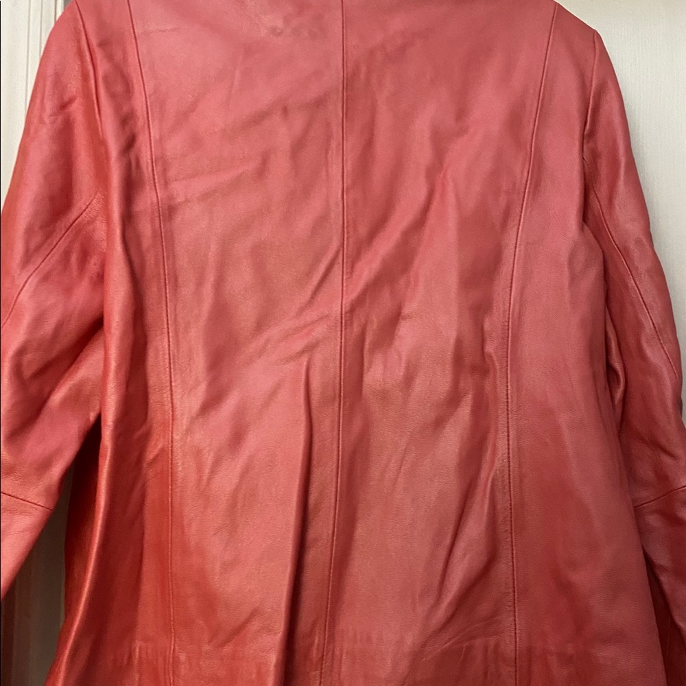 Alfani Melon Color Zip Front Leather Jacket